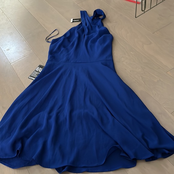 BNWT gorgeous blue express halter neck dress - size 0 - Picture 1 of 3